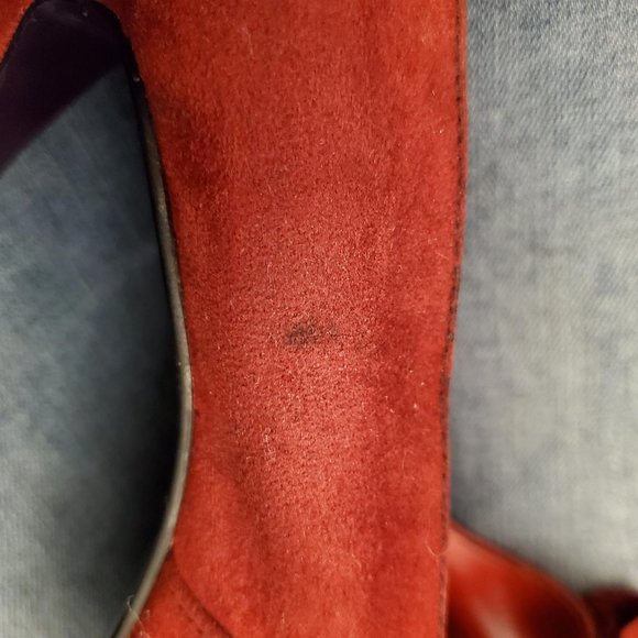 Miss Me Red Suede Peep Toe Platform Heel 8 1/2 - Picture 11 of 11